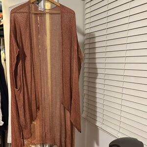 Free People Rust Open-Knit Cardigan